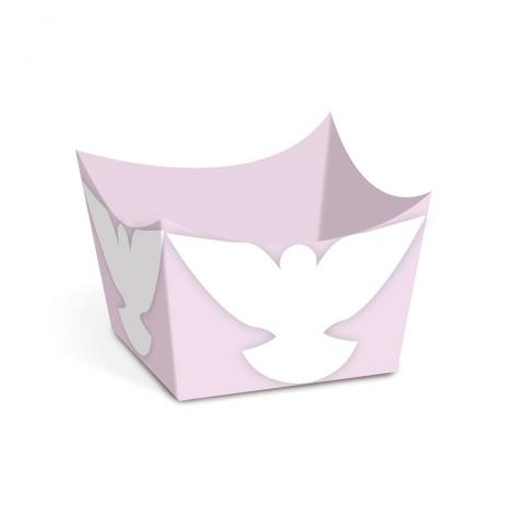 Forminha Para Doce Cachepot Batismo Rosa 24 Unidades